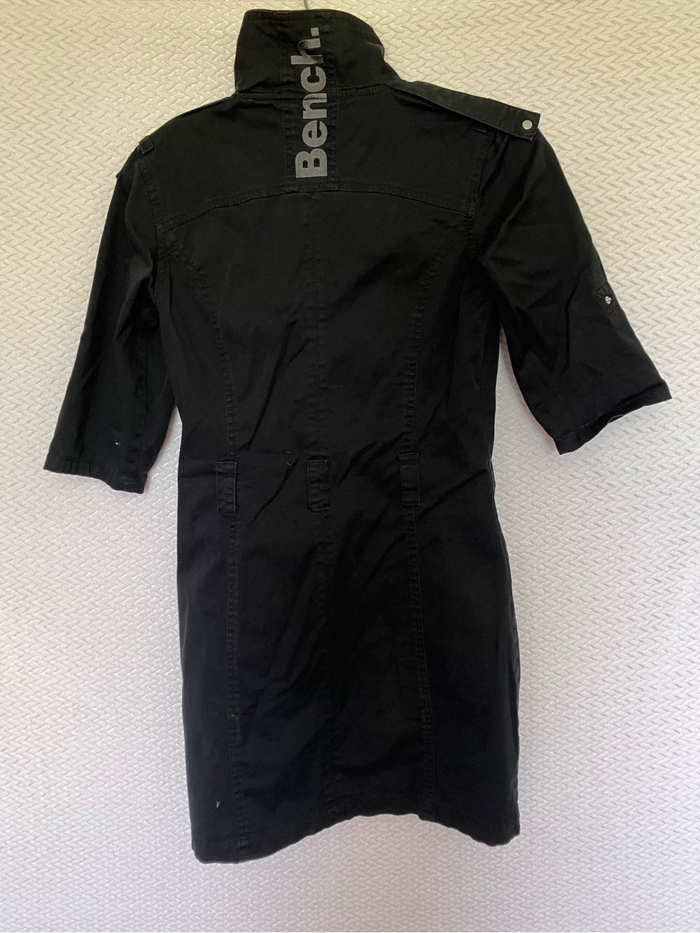 Bench Black Full Zip Mock Neck Short-Sleeve Cotton Jacket Dress Women’s Small - Picture 7 of 14